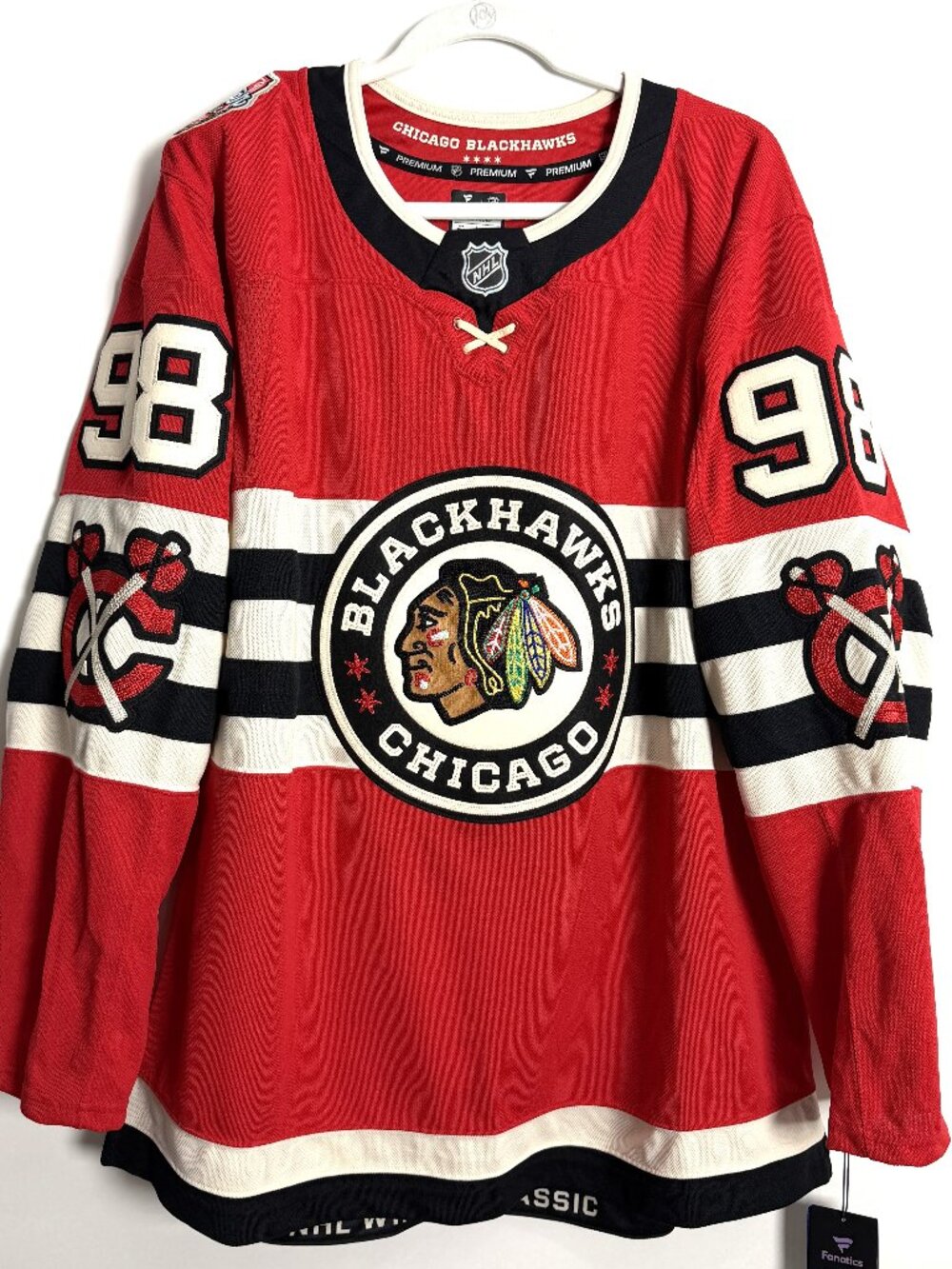 Connor Bedard Red Chicago Blackhawks 2025 NHL Winter Classic Premium Jersey XL